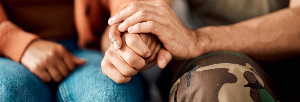 Person talking to a veteran they know about their mental health.